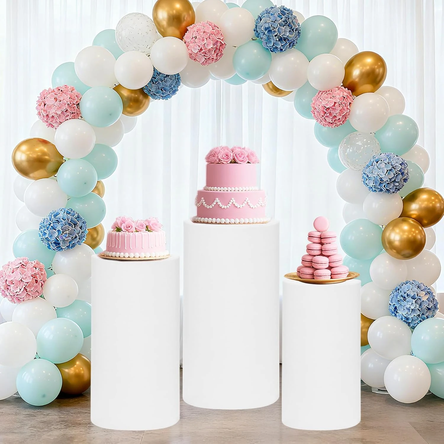 

1/3/5 шт. белых чехлов для цилиндрических подставок-пьедесталов для декора вечеринок, свадеб или дней рождения, а также для индивидуального оформления детских тортов и фонов-колонн