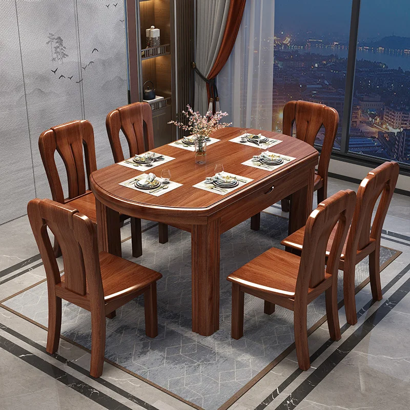 #New Chinese Style Solid Wood Round Dining Table Use Circular Dining Table with Turntable Modern Minimalist Restaur