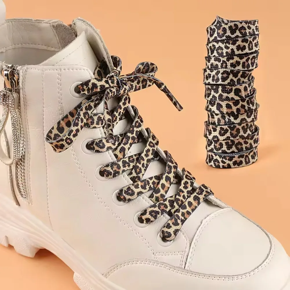 1 Pair Classic Leopard Print Shoelaces Women Girl Men Flat Laces Creative Unisex Sneakers Canvas Shoe Lace To All Kinds Shoes