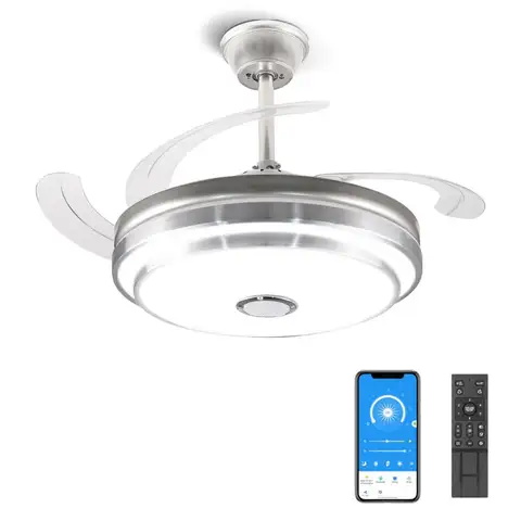 Fan Ceiling Light Remote Control Dimming LED Ceiling Fan With Lights E27 24W/30W/40W/80W For Home Living Room Inoor Lighting