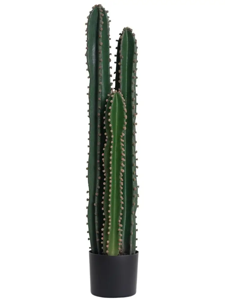 Cactus artificiel grand modèle 17x98cm vert réaliste avec épis marron en PE et pot en ciment pour décoration intérieure
