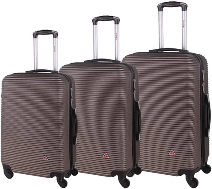 

3-Piece Hardside Luggage Set with Spinner Wheels, Ergonomic GEL Handle, Studs - Brown (20/24/28)