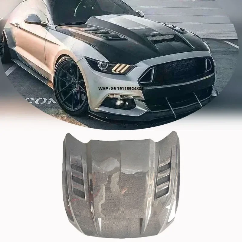 

TF Style New Carbon Fiber Engine Hood for Mustang 2015 2016 2017 Engine Hood Cover