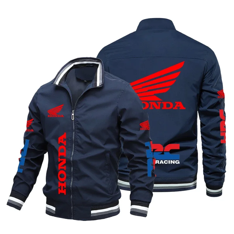 Chaqueta de moto Honda para hombre, chaqueta impermeable con estampado de ala de coche HRC, cortavientos holgado, ropa de motociclista, 2024