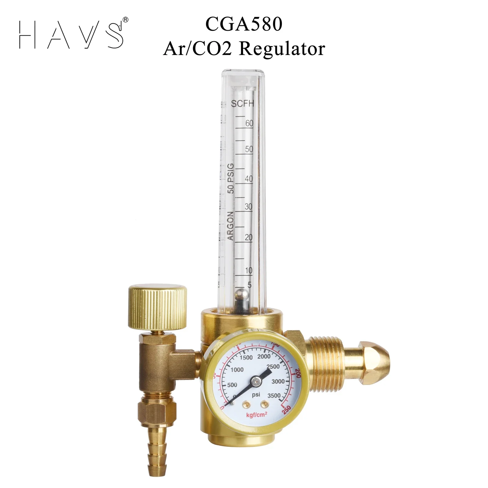 All Brass  Argon/CO2 Mig Tig Flow Meter Gas Regulator Gauge Welding Weld 0-60CFH CGA580 Inlet