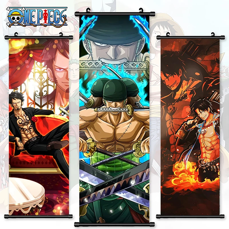 

Print One Piece Pictures Canvas Shanks Home Decor Poster Roronoa Zoro Scroll Hanging Luffy Painting Anime Living Room Wall Art