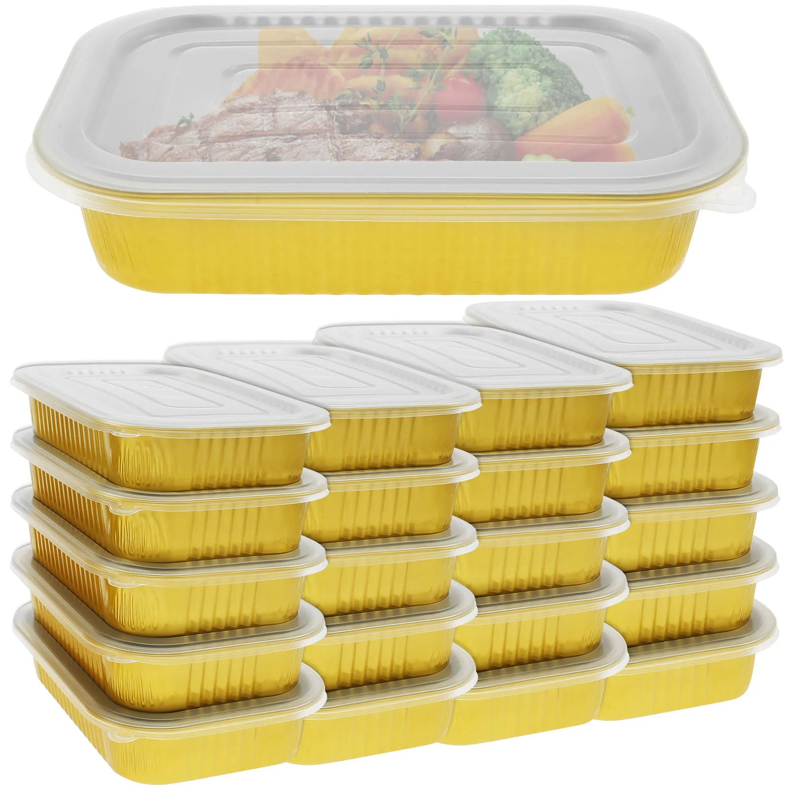 Bandeja rectangular de papel de aluminio Contenedores de alimentos desechables de gran capacidad Sartenes de papel de aluminio multifuncionales resistentes al calor para hornos microondas