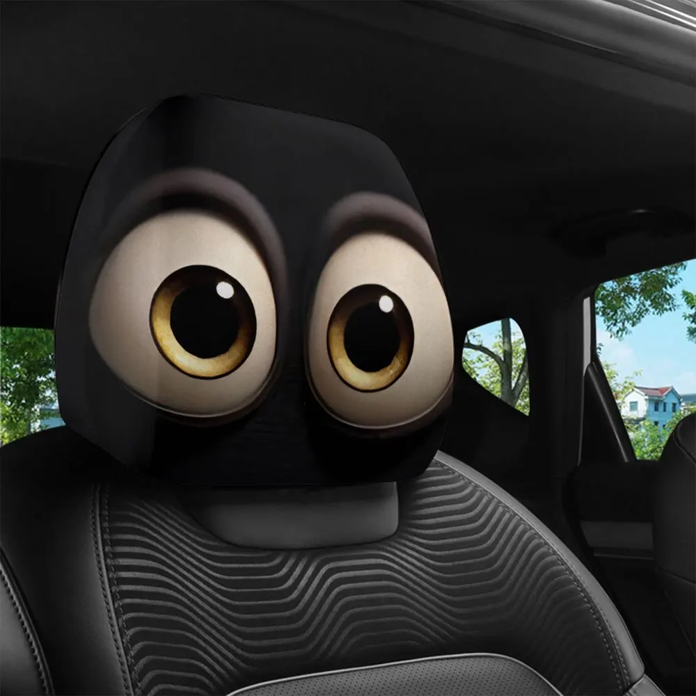 2Pcs Headrest Covers Horror 2Pcs Headrest Cover Halloween 2Pcs, cartoon big eye printed car head pillowcase, easy to install,