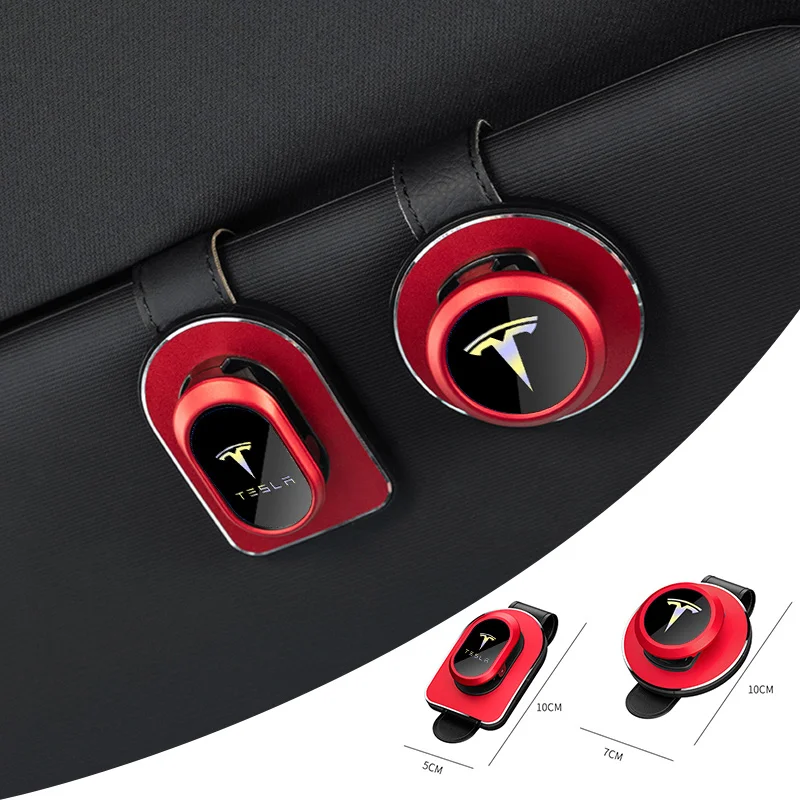 New Aluminum alloy Car Sun Visor Glasses Eyeglasses Clip Hanger Fastener Auto Sunglasses Holder For Tesla Model 3 Y S X Roadster