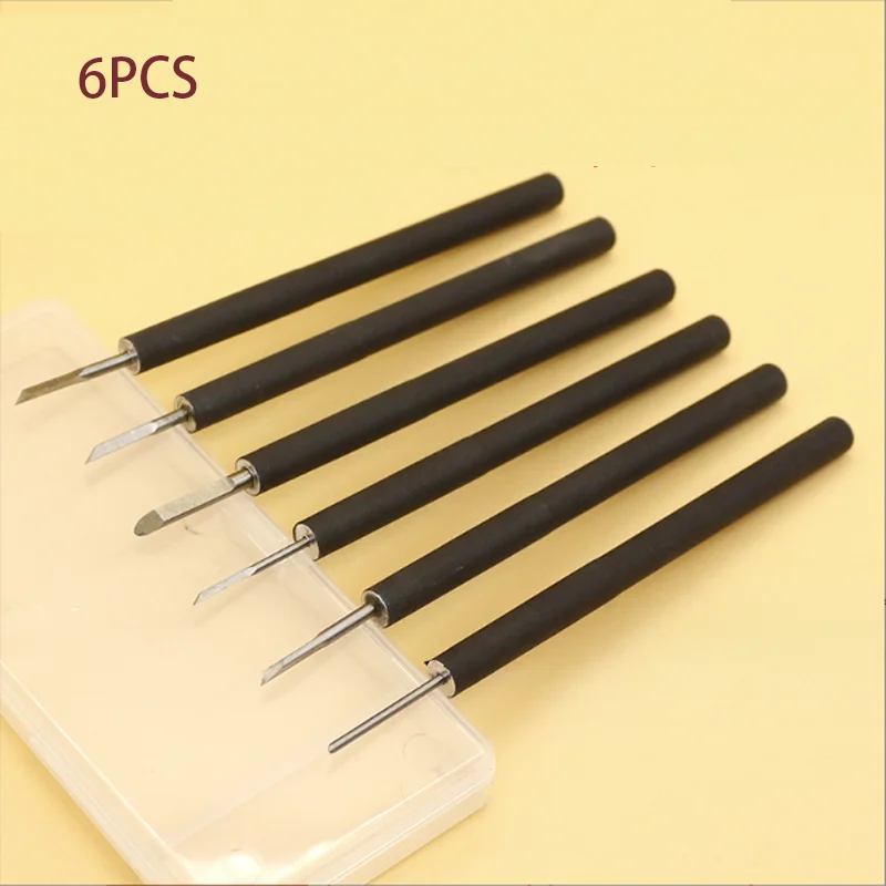 6 Pcs Wood Carving Knife Tools Set Mini Walnut Engraving Aluminum Engraver Supply