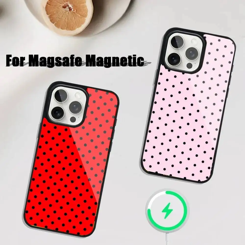 

Clear polka dot Art Phone Case For iPhone 16,15,14,13,12,11,Plus,Pro,Max Mini Magsafe Magnetic Wireless Charging