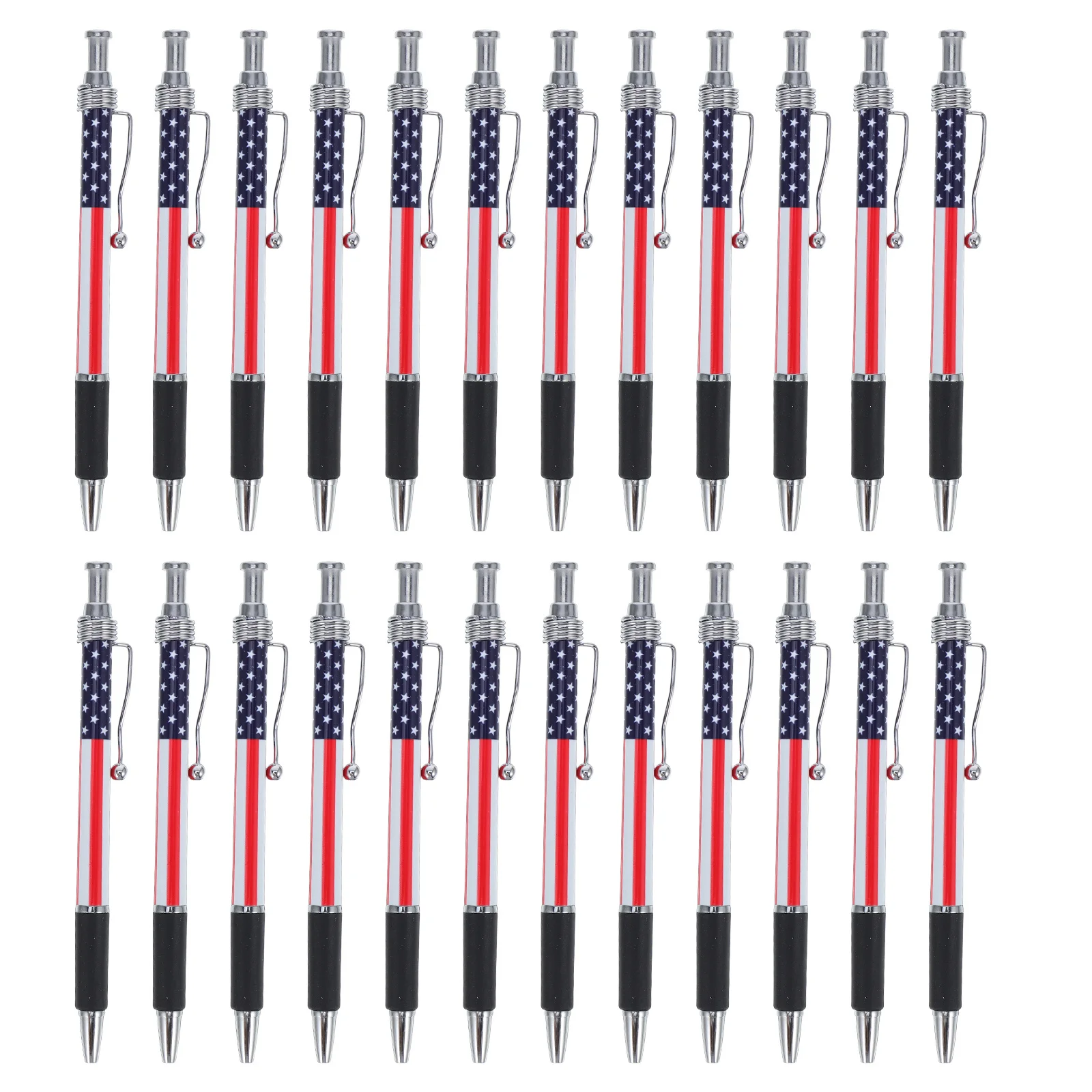 

24pcs American Flag Ballpoint Pen Black Ink 0.5Mm Smooth Writing Retractable For School Office Home Patriotic Party Favors Pens