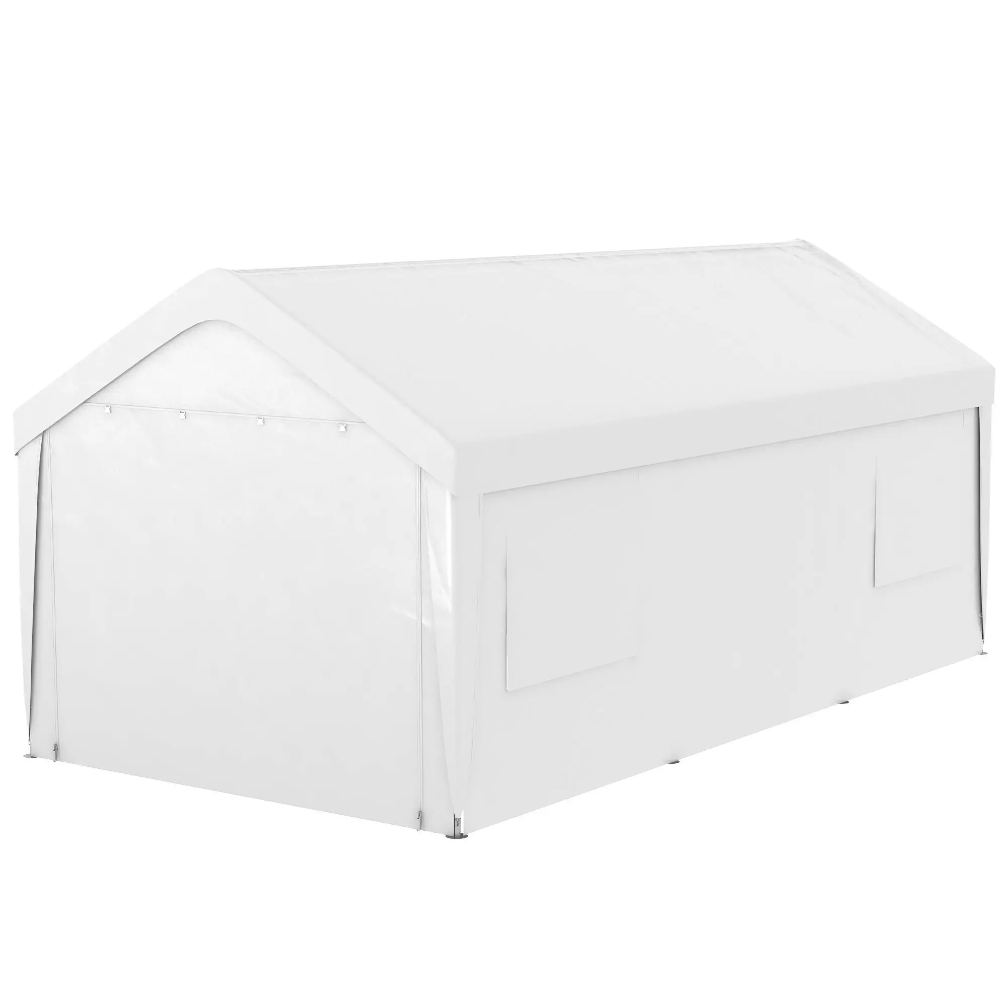 

For 10x20 Heavy Duty Carport Portable Garage with 4 Mesh Windows 2 Doors White for Vehicle Shelter Outdoor Storage