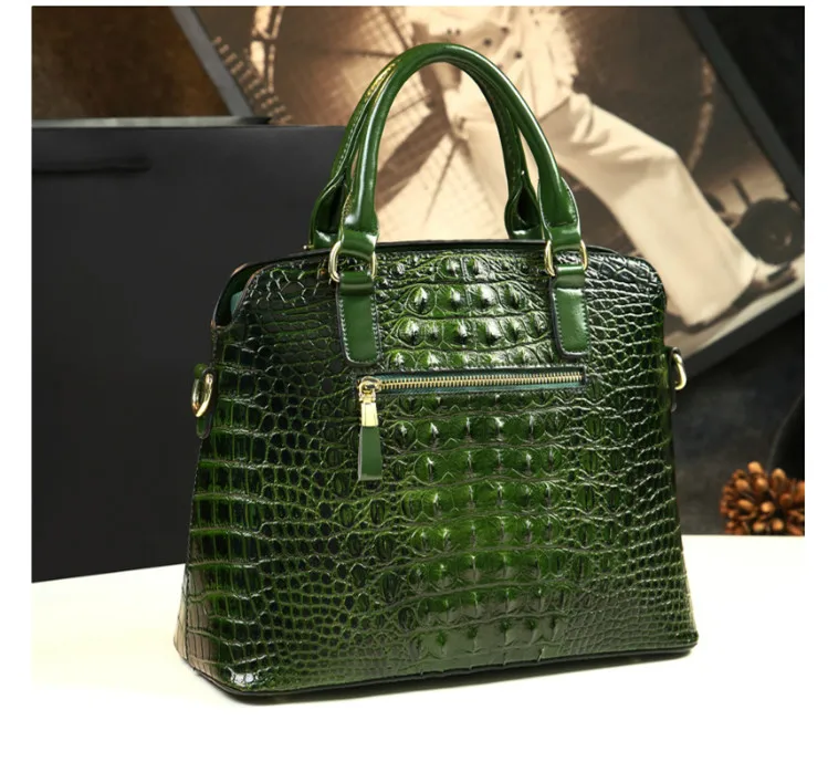 Fashion Genuine Leather Women Handbags 2024 New Crocodile Pattern Shell Shoulder Messenger Bag Ladies Portable Tote Bags Brand