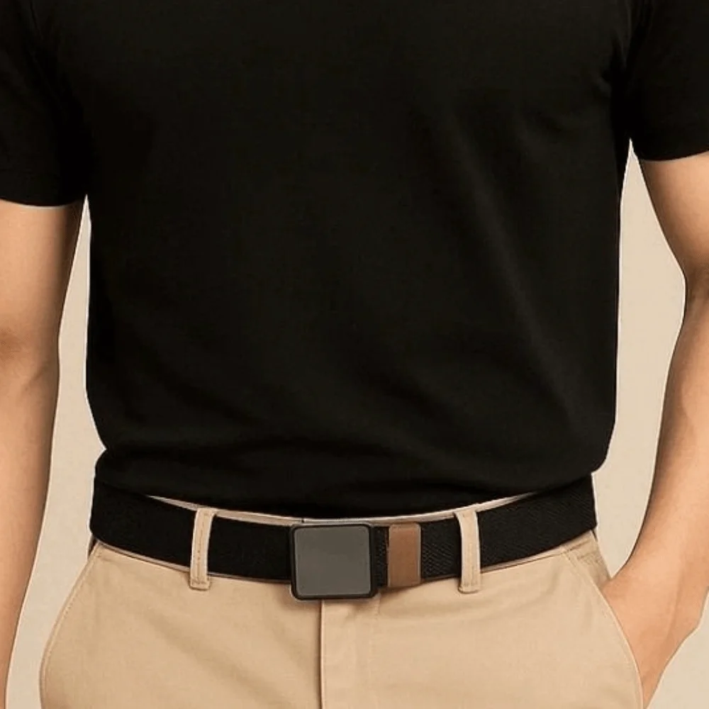 

Adjustable Alloy Men Weaving Belt Contrast Color Texture Both Sides Available Belt Durable Sturdy Nylon Waistband Suit