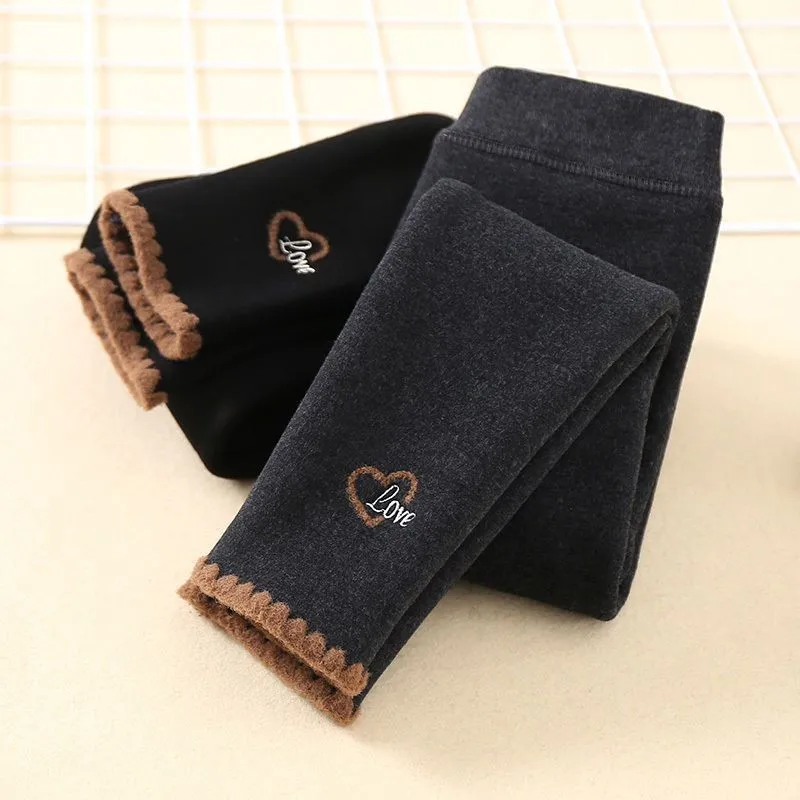 

Girls' thermal leggings spring and autumn One-piece fleece thickened Girls' Fleece pants