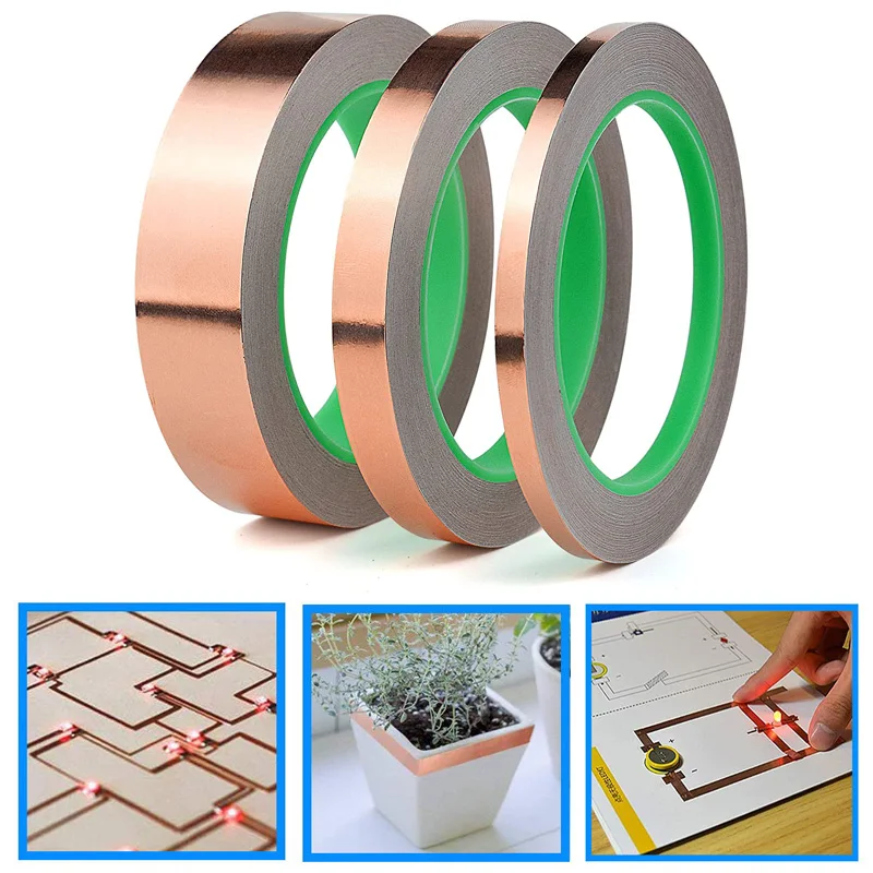 20M Copper Foil Tape With Double-Sided Conductive Adhesive For Guitar EMI Shielding Crafts Electrical Repairs Grounding Circuit