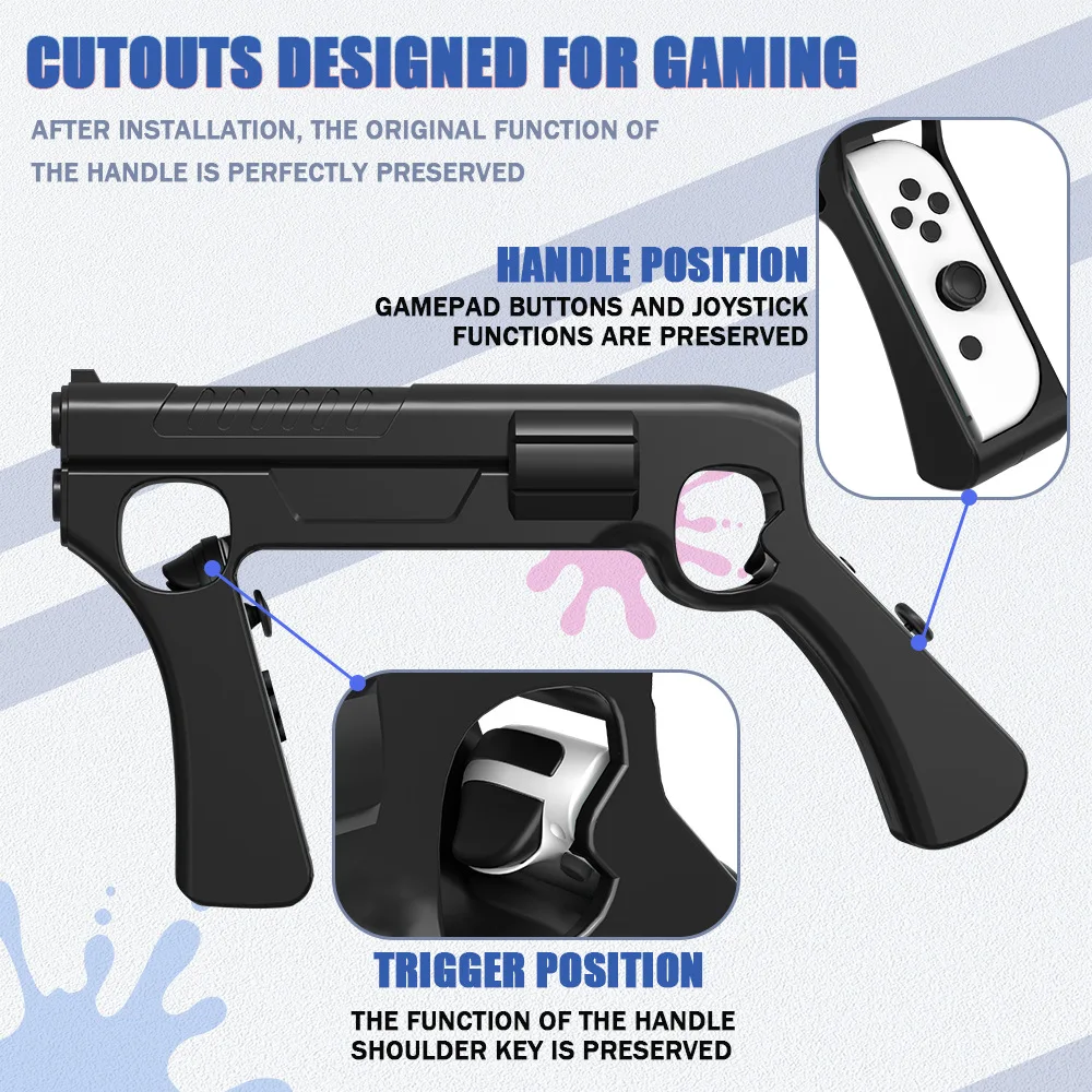 For Splatoon3 Gun Shape Handgrip Sense Controller Grip for NS Switch Oled Game Controller Stand Gaming Accessories