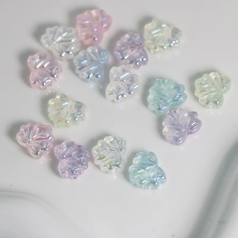 Maple Leaf Transparent Beads For Jewelry Making Bracelet Pet Necklace Hair Rope DIY Decorations Phone Chain Kechain Accessories