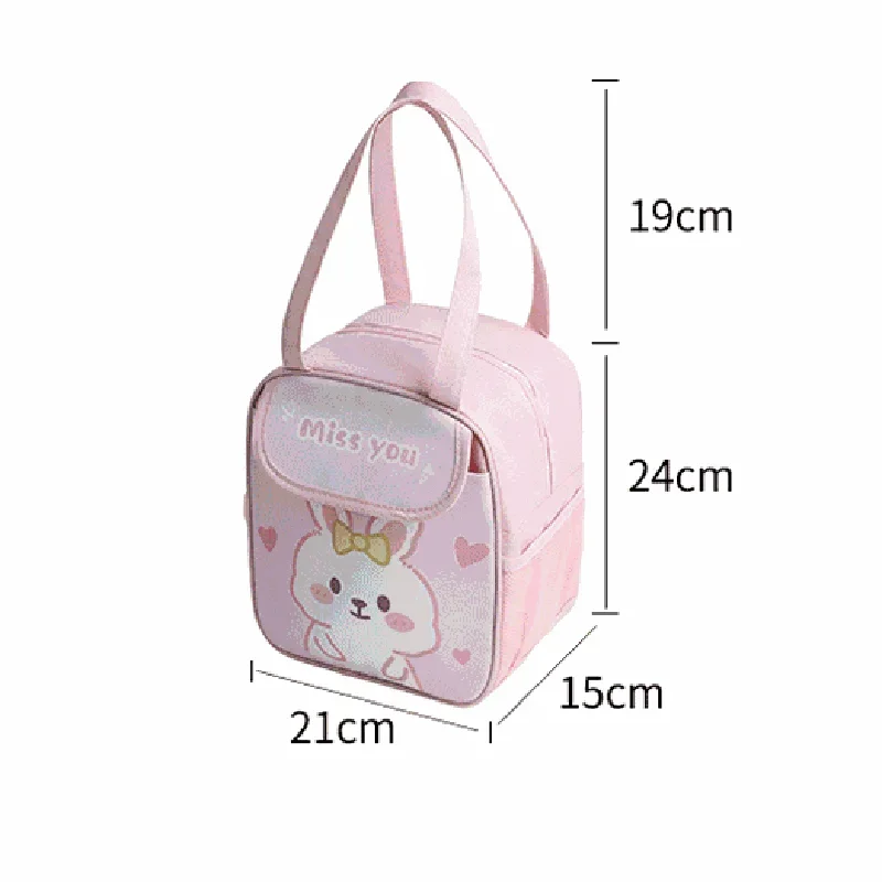 Cute Purple Cat Lunch Bag Lunch Box Student Kawaii Thermal Insulated Tote Cooler Handbag Bento Pouch Container School Food Bags