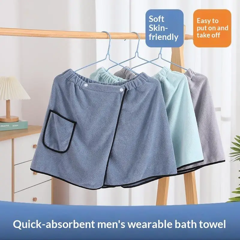 Quick Drying Bath Skirt Elastic Waist Pocket Design High Absorbent Soft Wearable Towel for Home Post Bath Spa Gym Swimming
