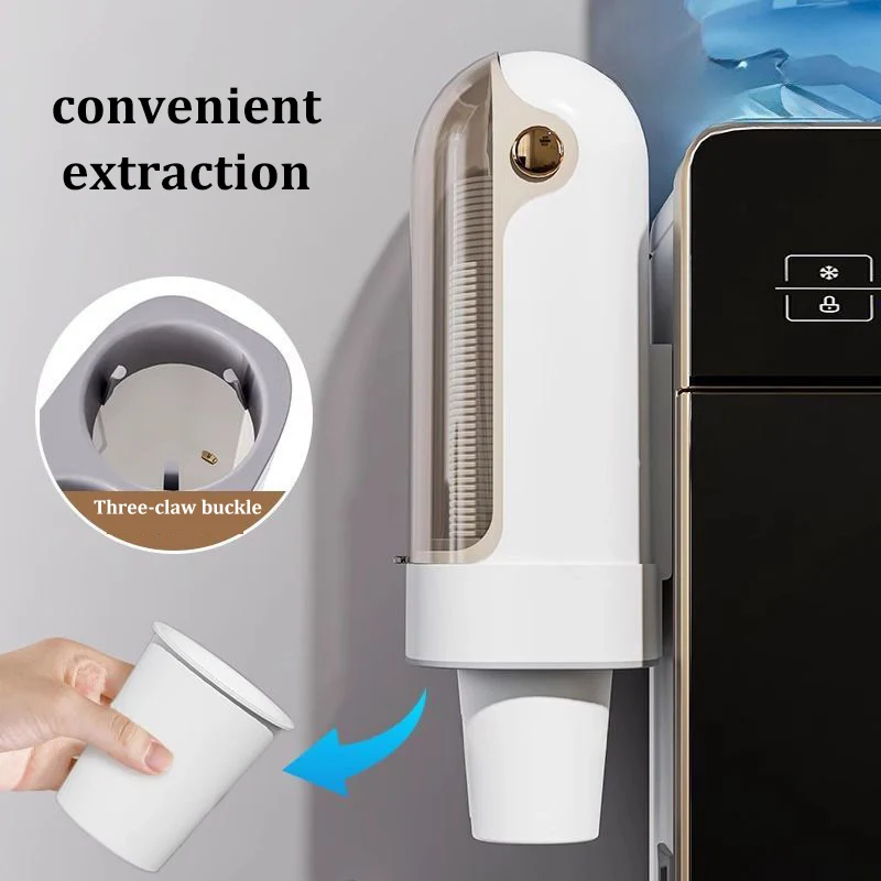 موزع أكواب للاستعمال مرة واحدة بدون حفر، حامل أكواب ورقية مثبت على الحائط، رف تخزين الأكواب المقاوم للغبار #4