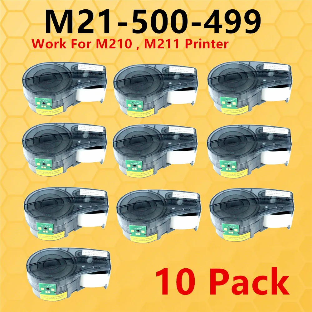 10PK New Version Labels Cartridge  (M21-500-499) Multi-Purpose Nylon Label for Brady M210 General ID,Wire Marking,and Lab Label