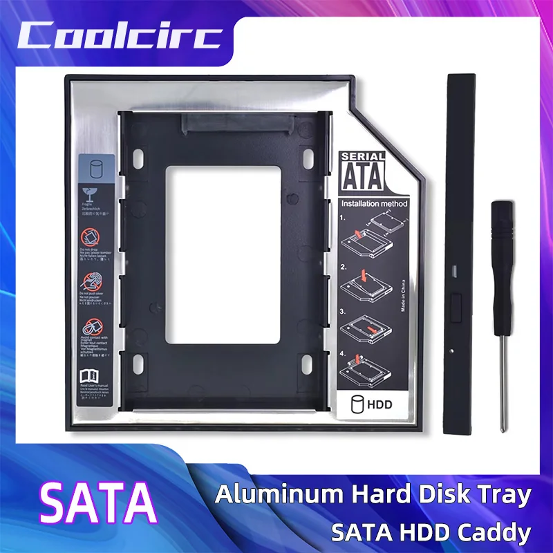 COOLCIRC Plastic Aluminum Universal 9.5/12.7mm SATA 3.0 2nd HDD Caddy 2.5