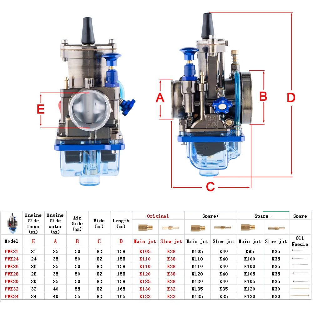 PWK 21 24 26 28 30 32 34 2T 4T Motorcycle Carburetor With Power Jet For Yamaha For Mikuni Koso For ATV Quad UTV Moped Dirt Bike