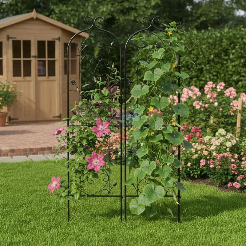 

Garden Trellis for Climbing Plants, 60 x 15 in, 2 Packs Rustproof Metal Garden Flower Trellis, Outdoor Climbing Rose Trellis