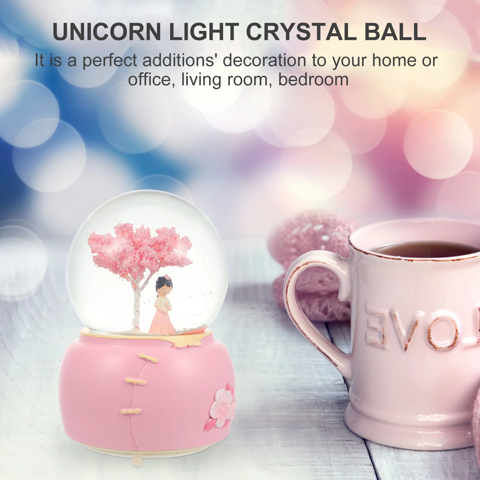 

1Pcs Crystal Ball Music Box Unique Hanfu Girl Sculpture Luminous Snowflake Feature Melodic Decorative Piece for Home Office
