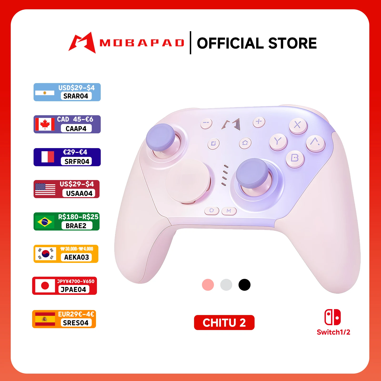 

Mobapad CHITU 2 Bluetooth Controller with TMR Joysticks For Nintendo Switch 1/2 PC Android iOS Gamepad Game Accessories