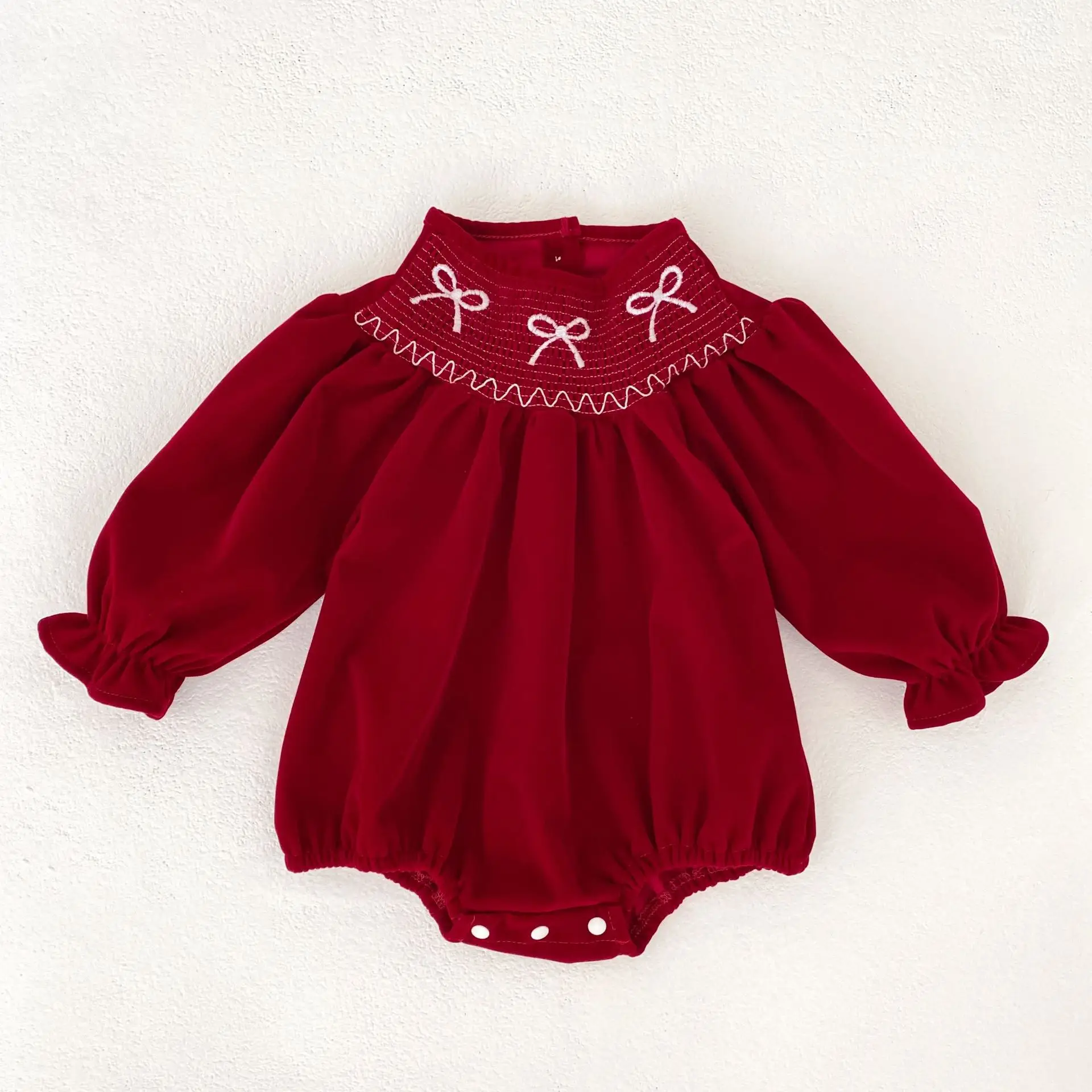 2023 Weihnachten 0-24 M Baby Mädchen Overall Casual Bogen Gestickte Lange Ärmel Neugeborenen Strampler Weihnachten Party Kleinkind nette Kleidung – Detail 12