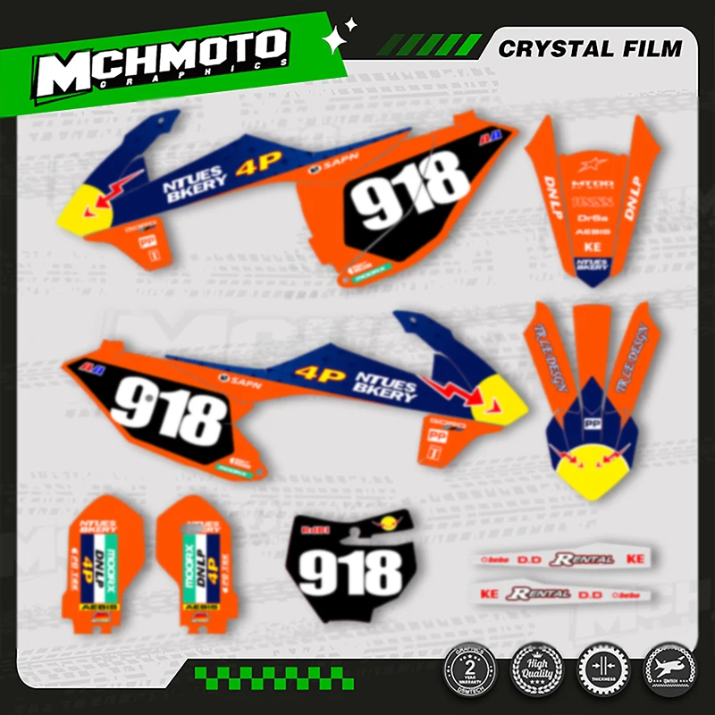 

MCHMFG Full Set Graphics Background Decal Stickers Kit for KTM SX85 SX 85 2018-2024 Number Name Custom