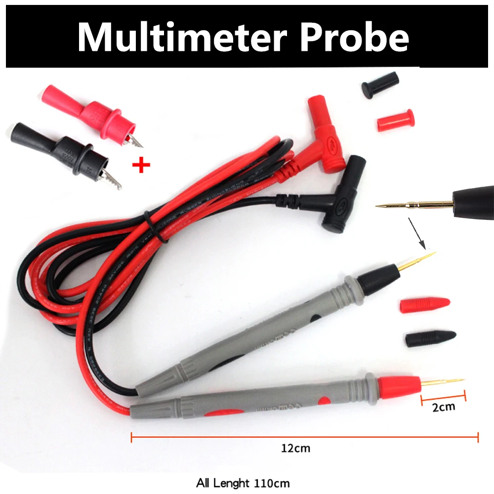 110cm Length 1 Pair Universal 1000v 20A 10A Probe Multimeter Test Leads For Resistance Capacitance Measurement Pen Tip Newest