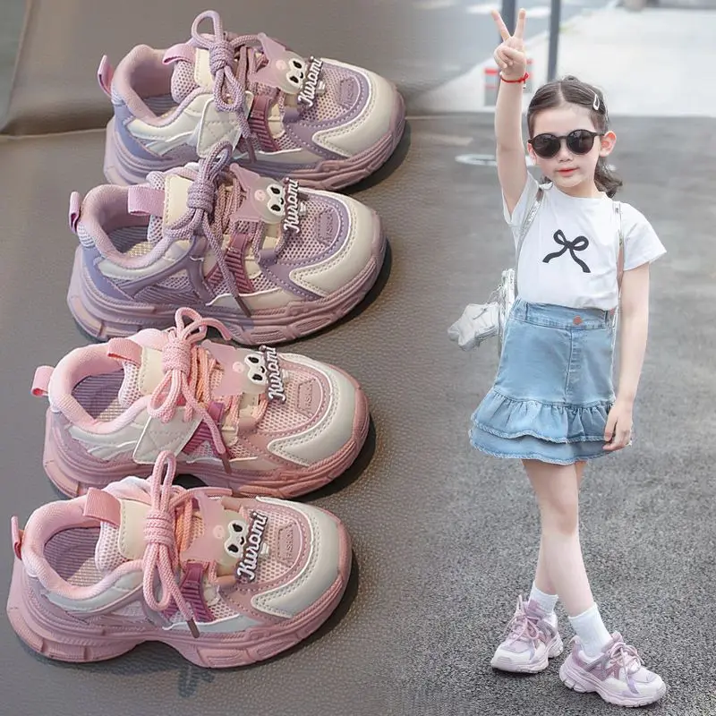 

Girly Heart Kawaii Kuromi Sanrio Anime Sports Shoes Children Cute Cartoon All Match Fashion Soft Casual Sneakers Gifts for Girls