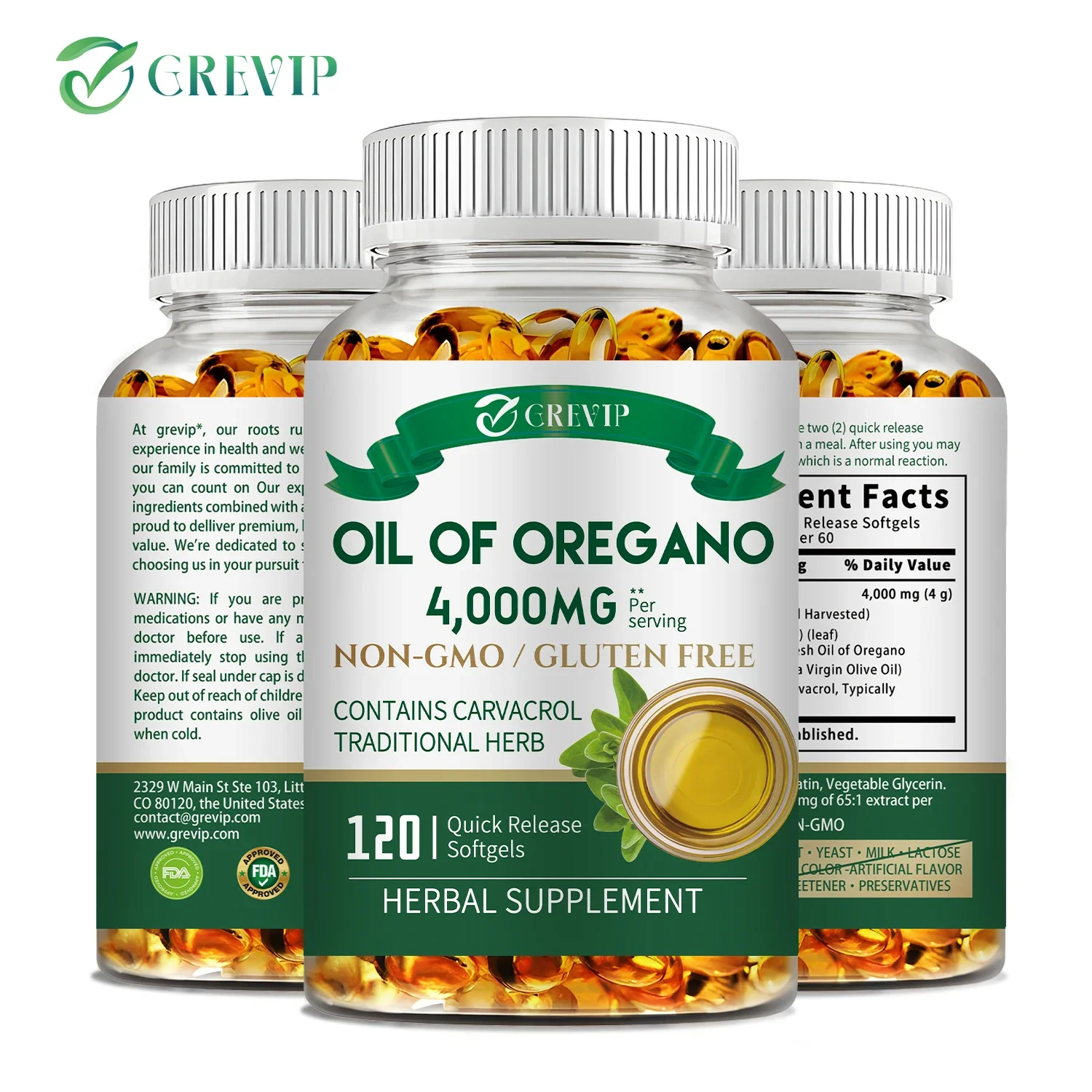 Oil of Oregano 4000mg - Relieves Bloating and Flatulence, Boosts Immunity