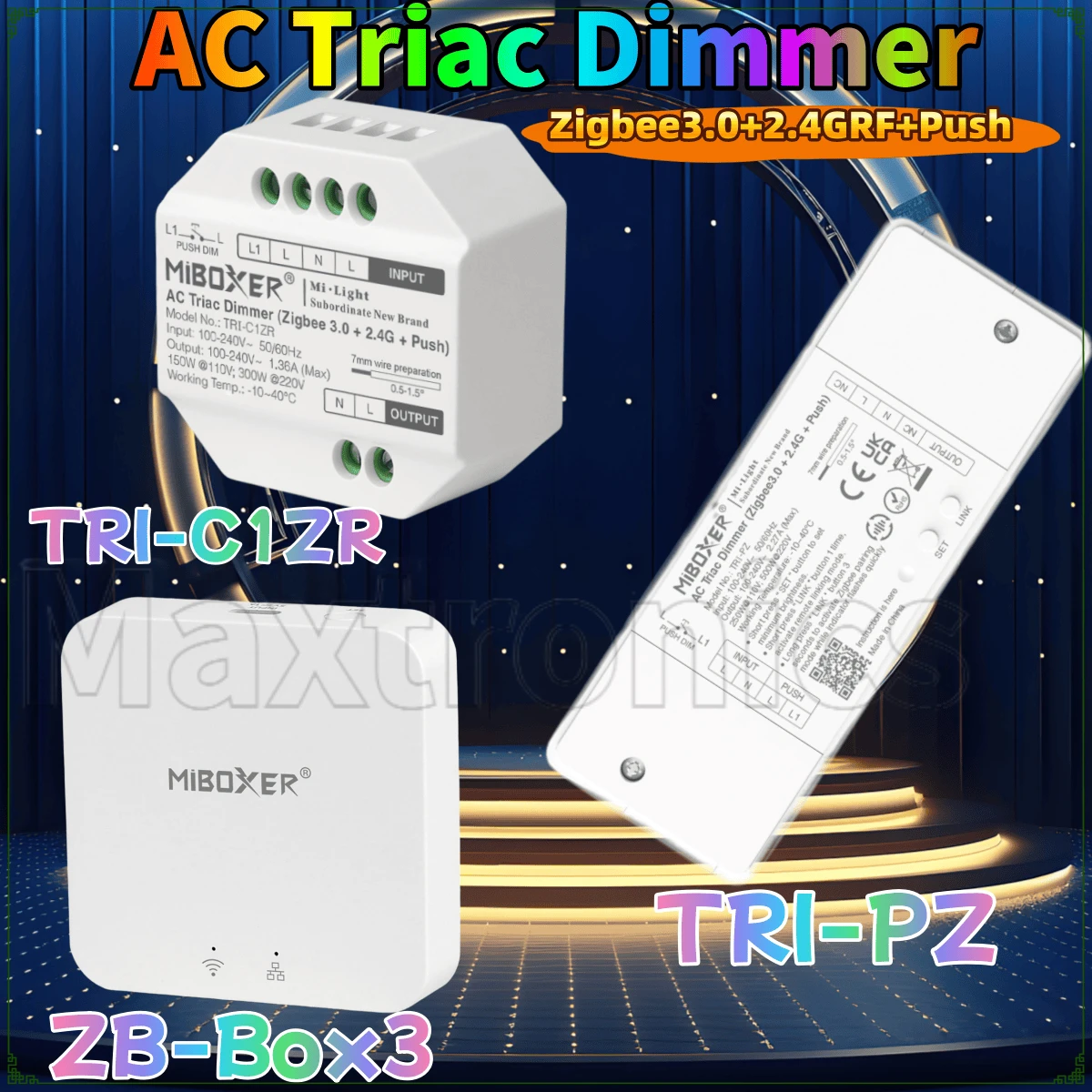 TRI-PZ/C1ZR ZB-Box3 HOT Miboxer Zigbee3.0+2.4GRF Remote Push Switch Halogen Lights Triac Dimmable AC100-240V LED Lamp Controller