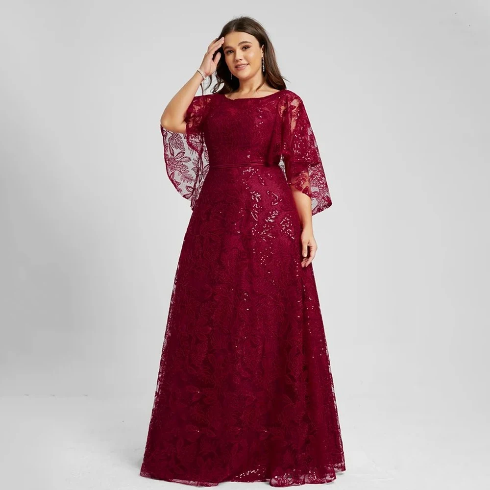 Simple Burgundy Mother of the Bride Dresses Summer Classic Plus Size Wedding Party Gowns Half Sleeve Summer Vestido De 2025 New