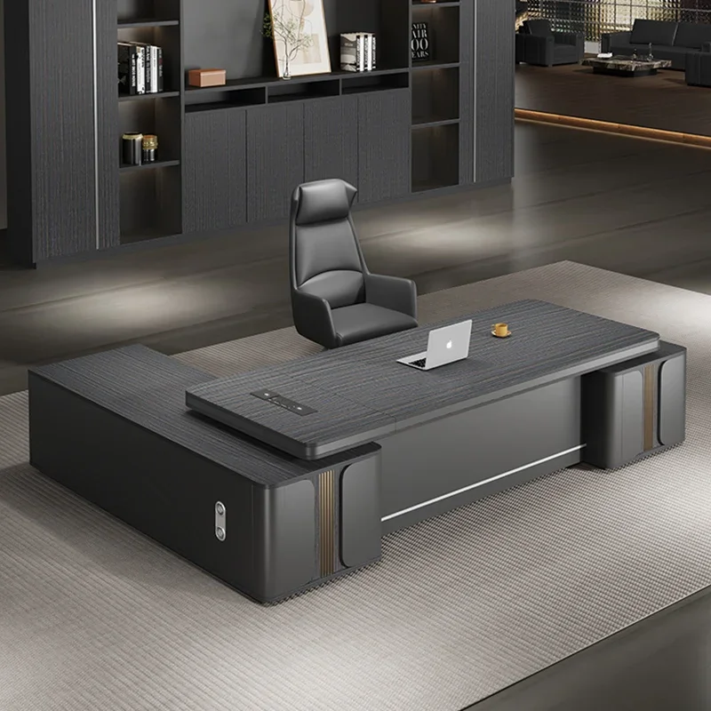 

Black Light Luxury Modern Office Desk Boss Work Long Shelves Right Cabinet Office Desk Storage Floor Escritorio Office Furniture