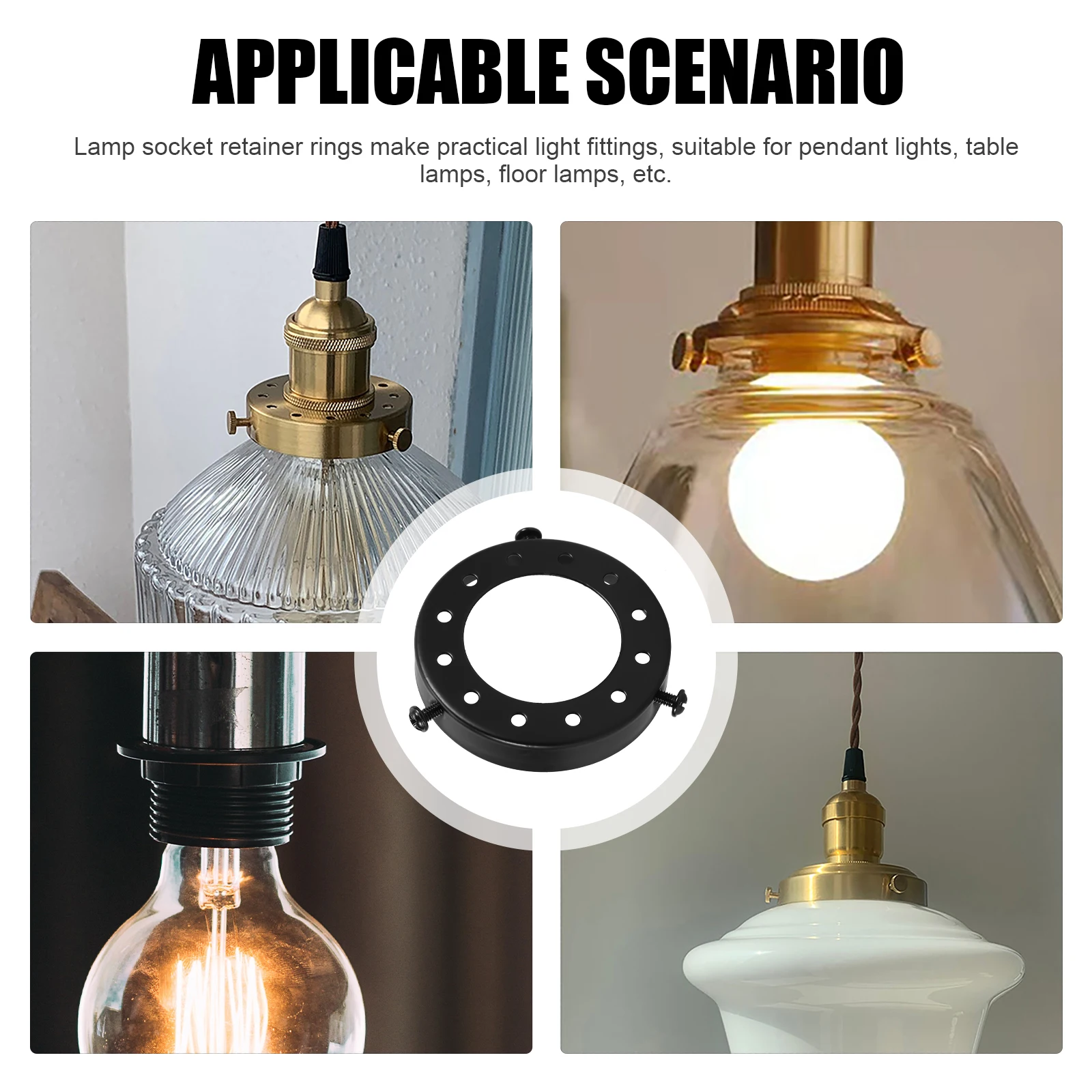 

Retro Iron 3 hole Ring Lamp Shade Adapter Black Red 70 Holes Socket Cover Decorative Cap For Pendant Wall Lights