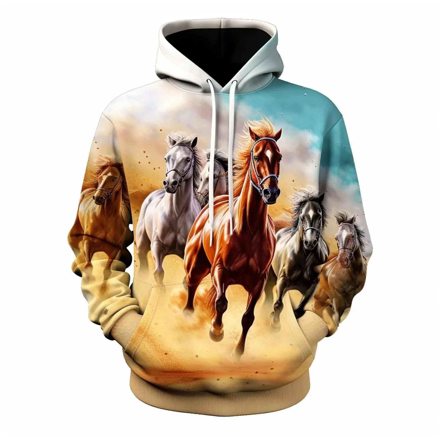 Horse Animal Graphic 3D Print Hoodies Men Women Hooded Sweatshirts Oversized Harajuku Pullover Y2K Tracksuit Coat Man Clothing