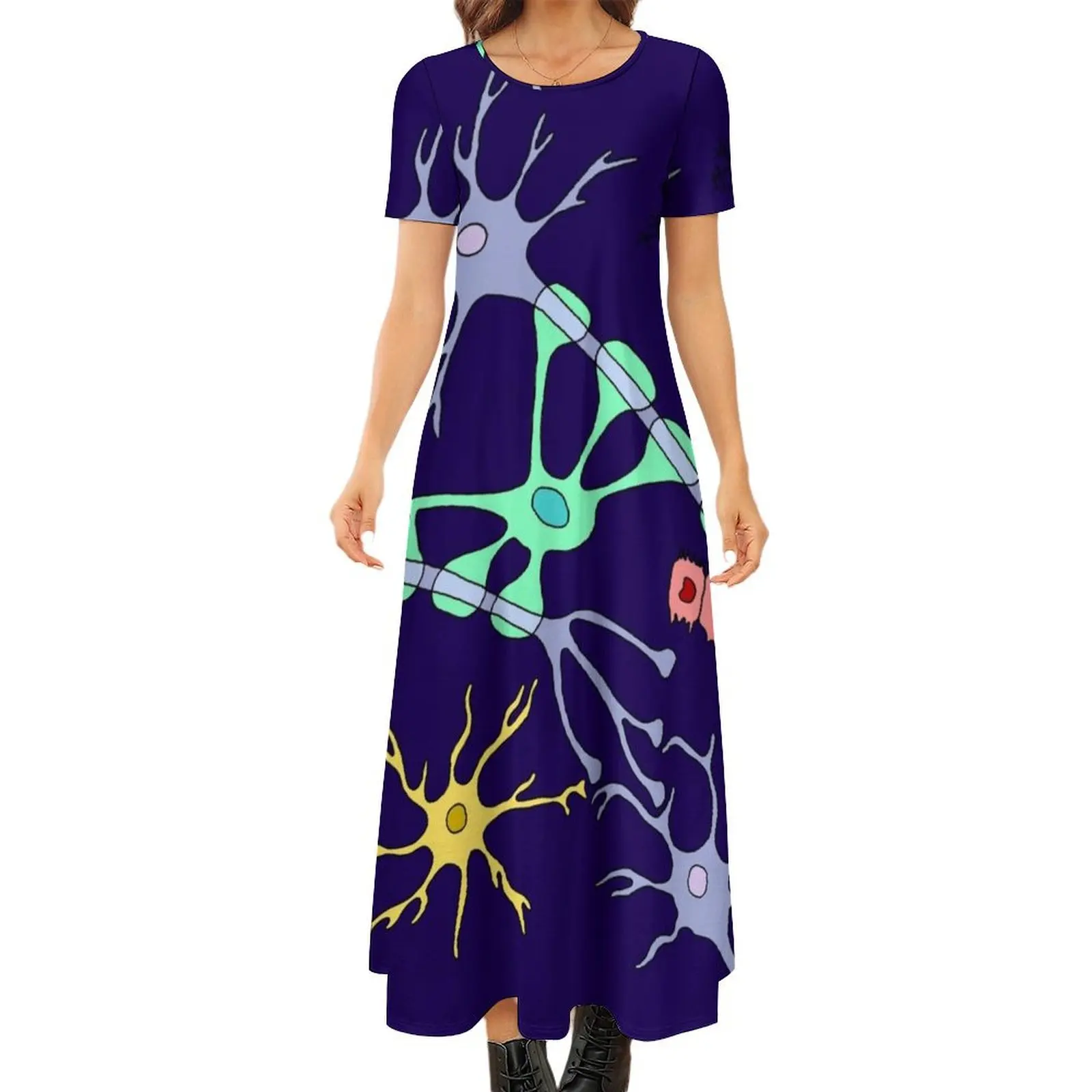 

Neurons and Glia Round Neck Short Sleeve Dress dresses korean style Female clothing loose women"s dress women"s dresses luxury