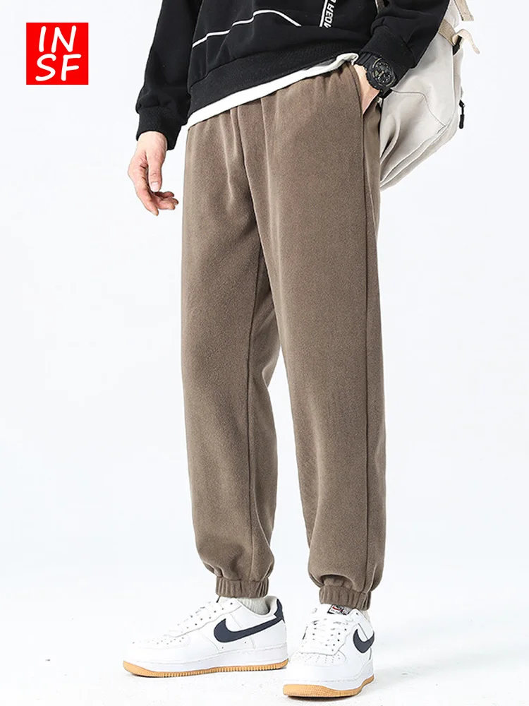 

New Men's Winter Loose Fit Elastic Waist Sweatpants Teenage Youth Sle Color Comfortable Loose Long Pants