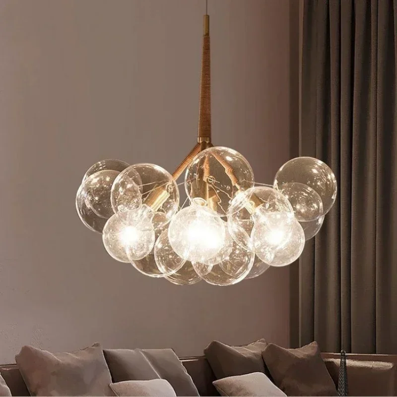 Modern Salon Chandeliers Glass Ball Bubble High Quality Hardware Led Light Home Decoration Bedroom for Living Room Pendant Lamp