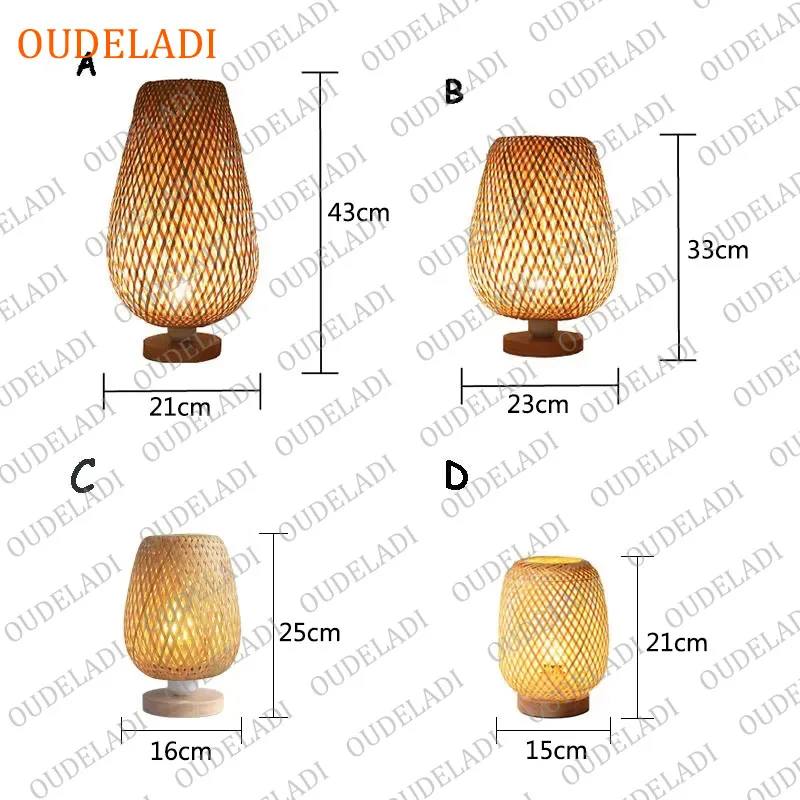 OUDELADI Vintage Bamboohandicraft Table Lamps Handmade bedroom bedside desk lights living room decor warm bamboo wood lamp - Image 6