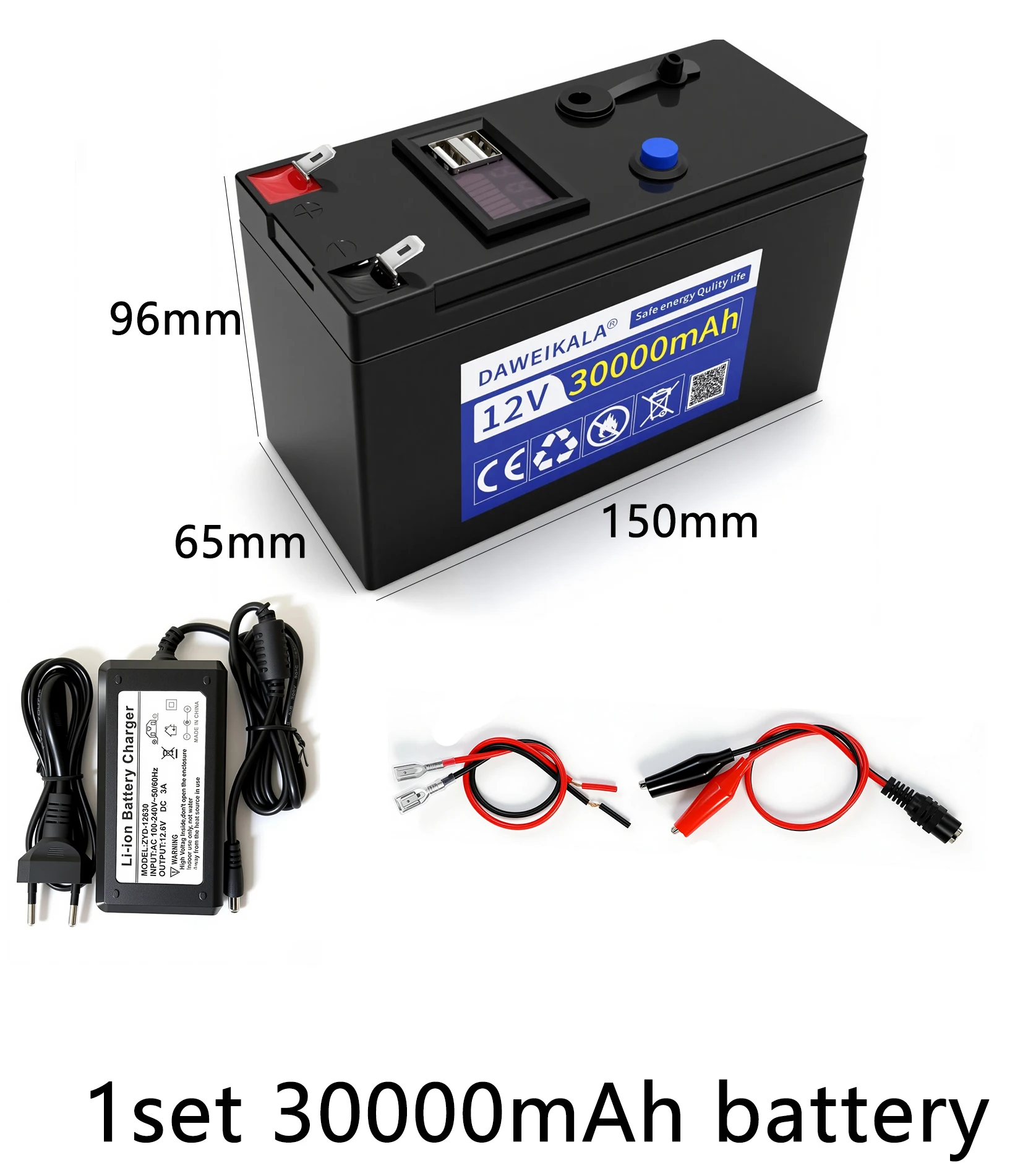 12V 30000mAh Oplaadbare Li-ion Batterij voor Elektrische Speelgoed Auto LED Strip Verlichting Outdoor Voeding Power Bank