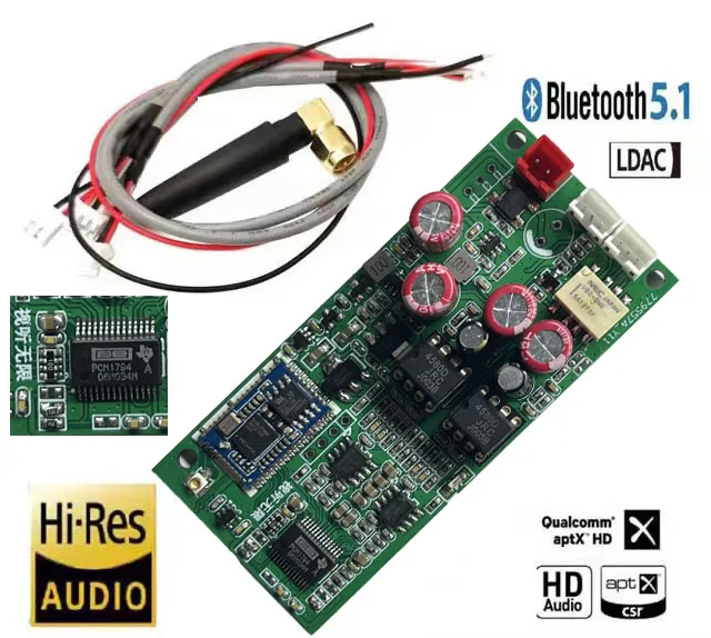 QCC5125 LDAC Bluetooth 5.1 decoder board, lossless receiver ES9038 AK4493 PCM1794