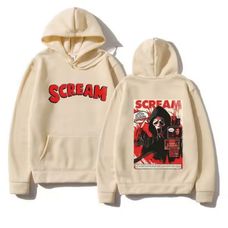 الصراخ السادس Ghostface هوديي جديد الخريف والشتاء الرجال الرجال موضة جديدة بلوزات فضفاضة عادية Harajuku قناع السترة ملابس رياضية