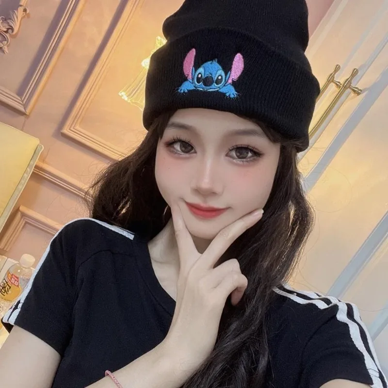 

Disney Stitch Embroidery Beanie Winter Warm Knit Hat for Men Women, Cartoon Anime Unisex Thermal Cold Weather Cap